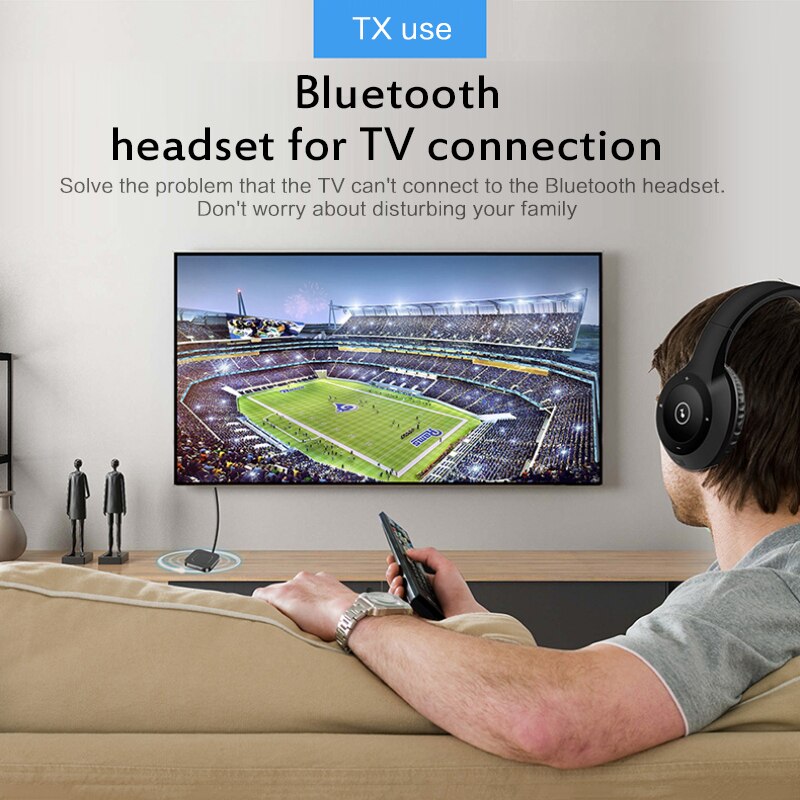 Bluetooth 5.0 2-in-1 Audio Transmitter Receiver Stereo Wireless Audio 3.5mm AUX Jack RCA Adapter TV Computer Speaker Car Adapter