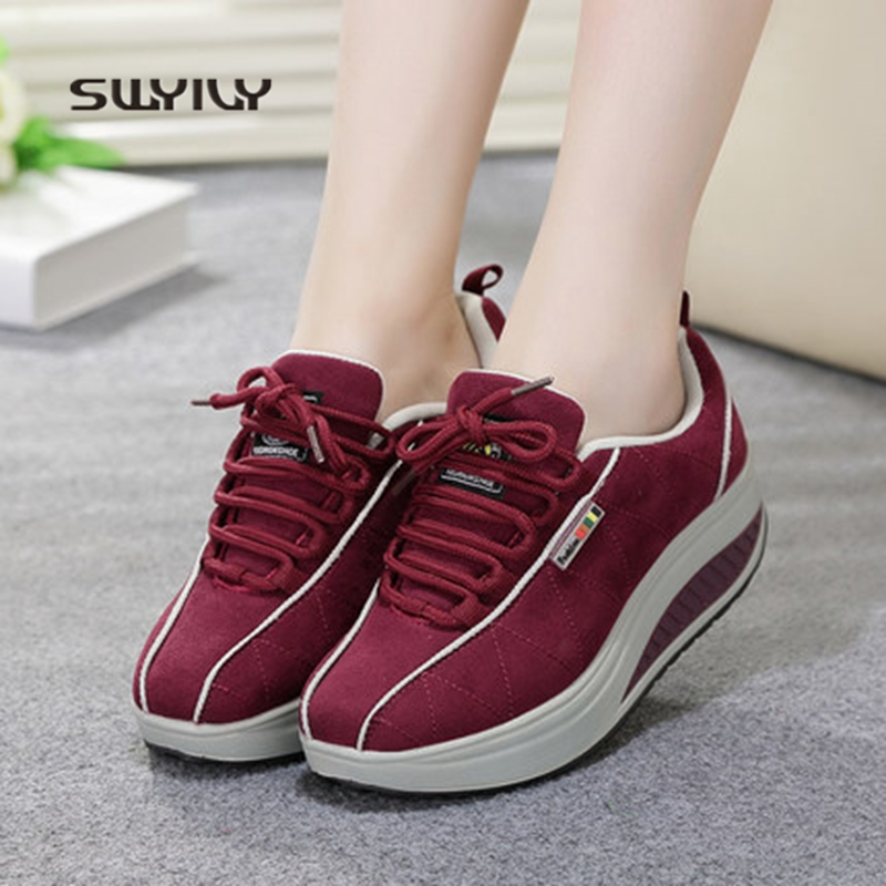 SWYIVY Vrouwen Toning Schoenen Platform Afvallen Lady Sneakers Hoogte Toenemende Vrouwelijke Afslanken Swing Schoenen Licht Gewicht