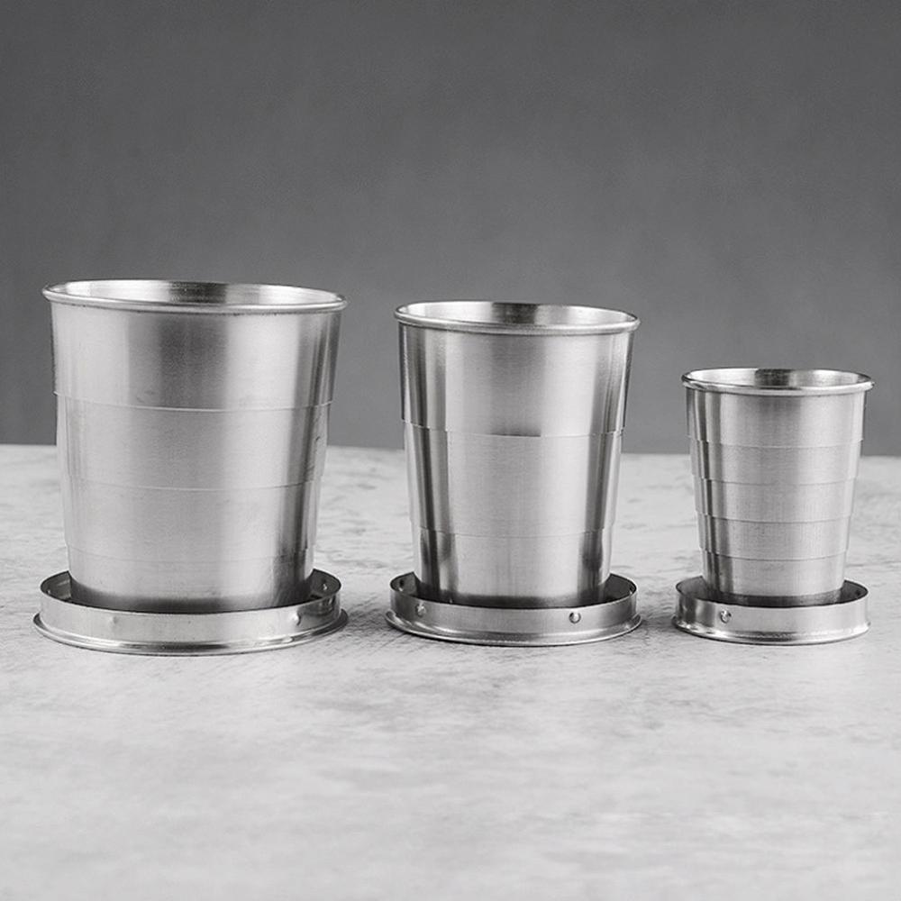 3 maten roestvrijstalen opvouwbare beker met sleutelhanger draagbare drinkbeker telescopische beker opvouwbare bekers water intrekbaar outdo  k7 y 1