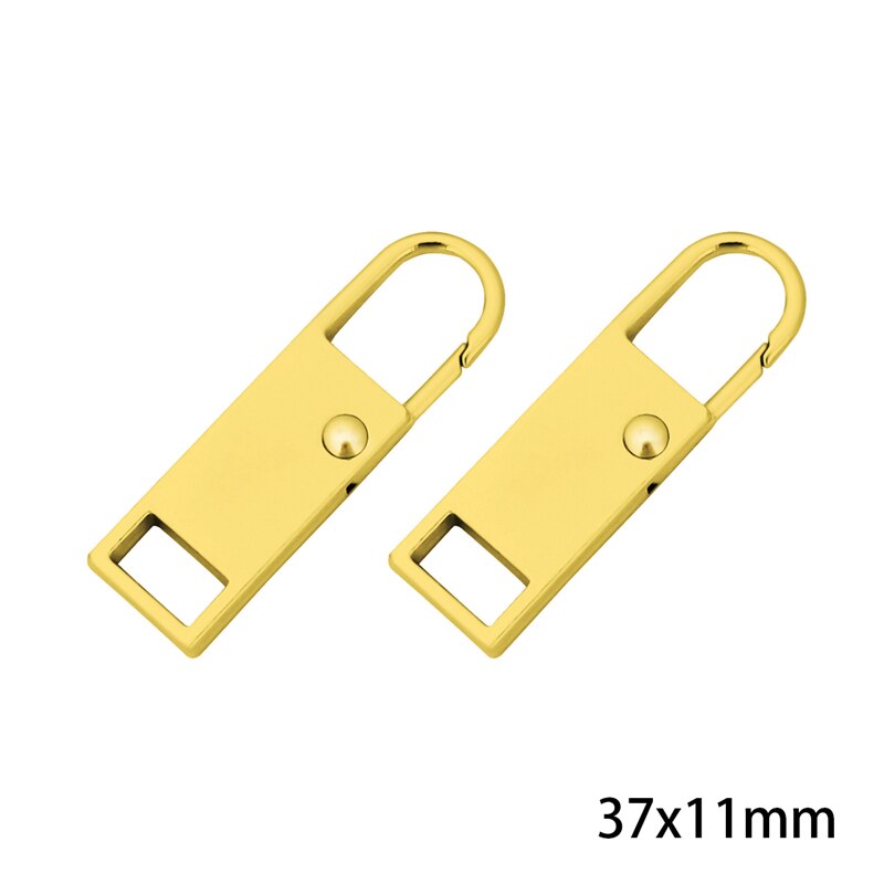 2Pcs Metal Removable Spring Zipper Pull Tab Universal Clothes Backpack Repair And Replacement Zipper Accessories: No.2 Gold