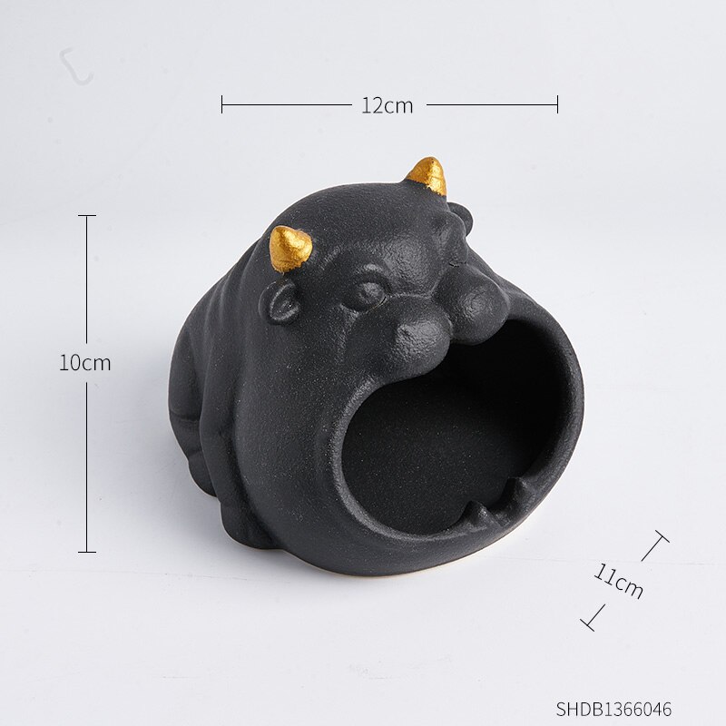 Keramische asbak diermodel knutselen moderne woonaccessoires draagbare asbak voor vriendje grappige asbak: Koe-c