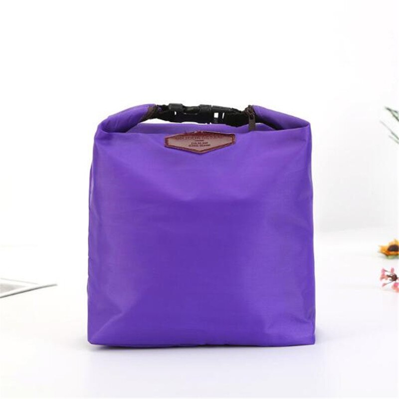 Waterdichte Koeltas Nylon Praktische Kleine Draagbare Ijs Zakken 6 Kleur Thermos Lunchbox Picknick Packet Bento Box Voedsel Thermische tas: Purple