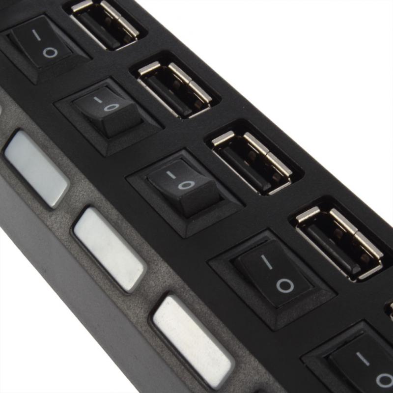 7 bærer usb lader høyhastighets usb 2.0 480 mbps hub med bryter bærbar usb splitter periferiutstyr tilbehør til datamaskin tslm 1