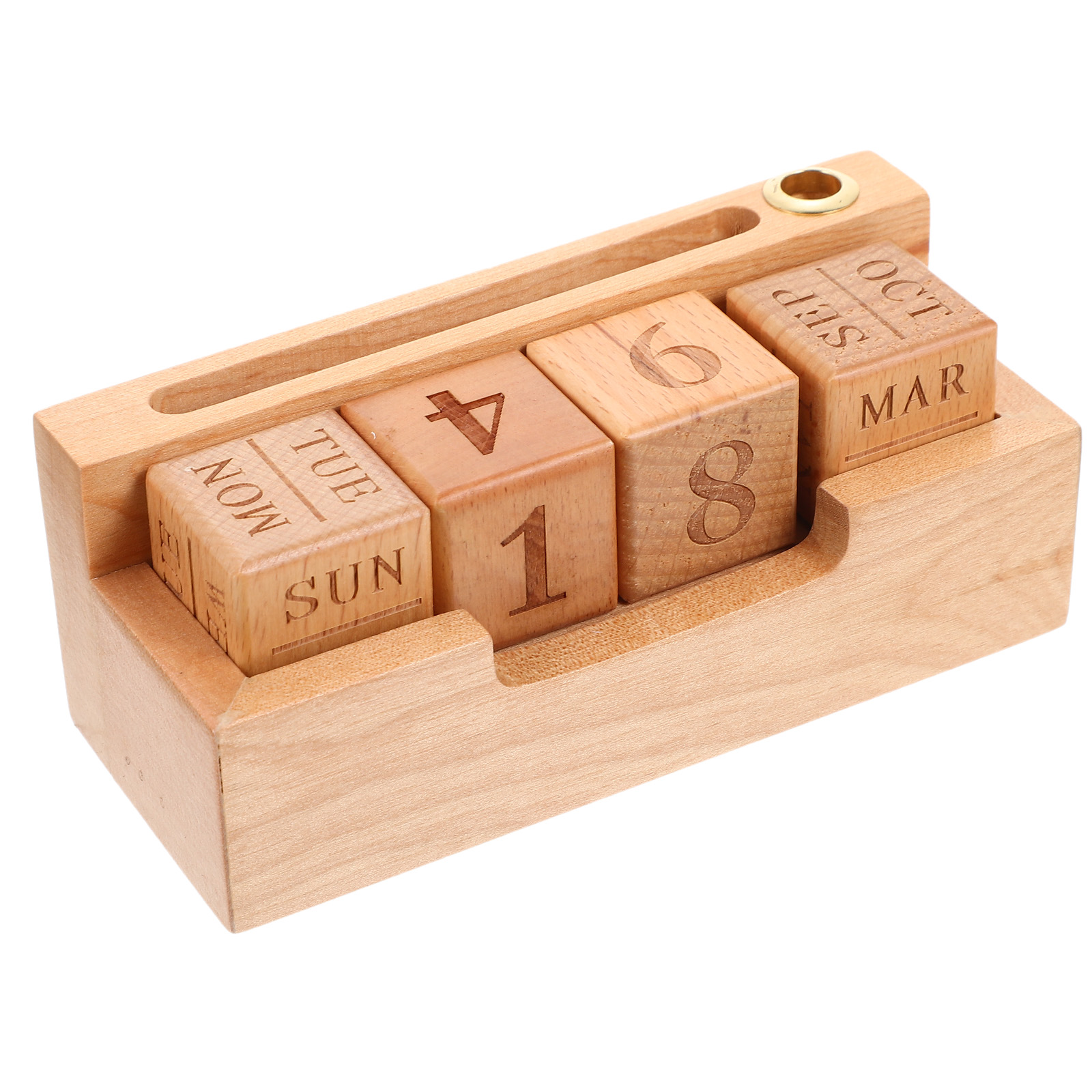 Calendrier anglais en bois perpétuel pour la maison, fourniture de bureau: Default Title