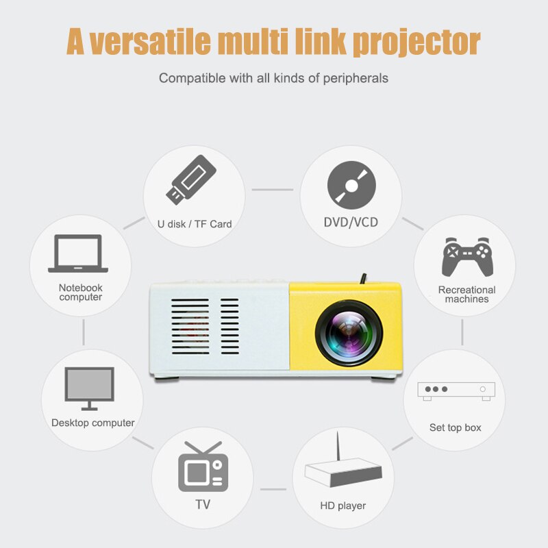 Projector Mini Portable Home Theater Office HD 1080P Entertainment Built-in Speaker LFX-ING