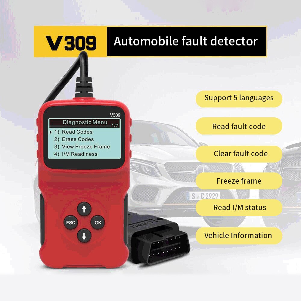 V309 Scanner de voiture OBD2, outil de Diagnostic automobile, lecteur de Code, vérification du moteur, testeur automobile, PK Elm327