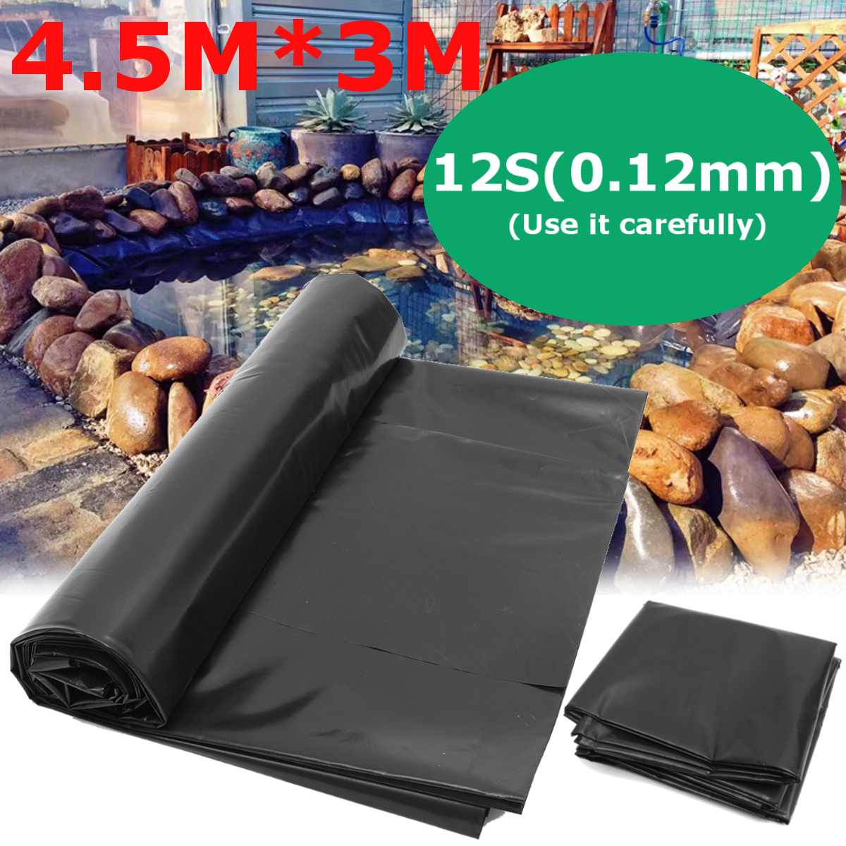 4.5X3m 0.2mm Top Fish Pond Liner Garden Pools Reinforced HDPE Heavy Duty Landscaping Pool Waterproof Liner