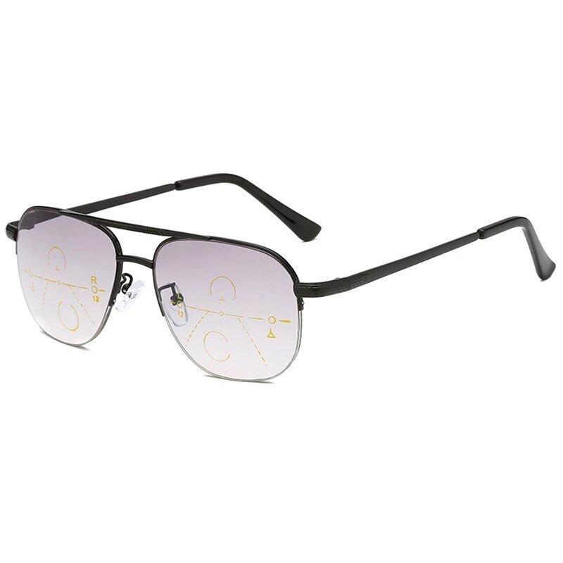 Progressive Reading Glasses Sunglass Multifocal Photochromic Anti-Blue Ray Presbyopic Glasses Men Women Outdoor Driving: +200 / Black
