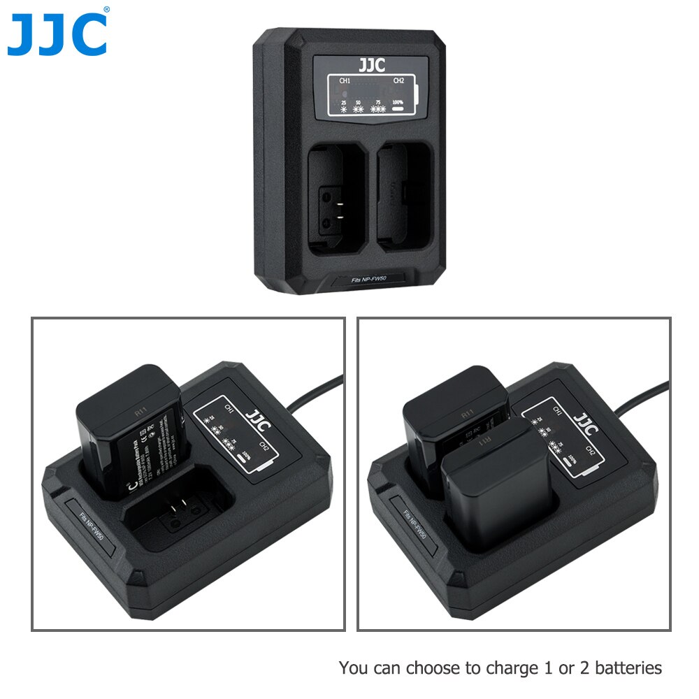 Jjc Usb Dual Batterij Travel Charger Voor Sony NP-FW50 A6400 A7 A7S A7R A7II A7SII A7RII A6500 A6300 A6000 Vervangt BC-VW1 BC-TRW