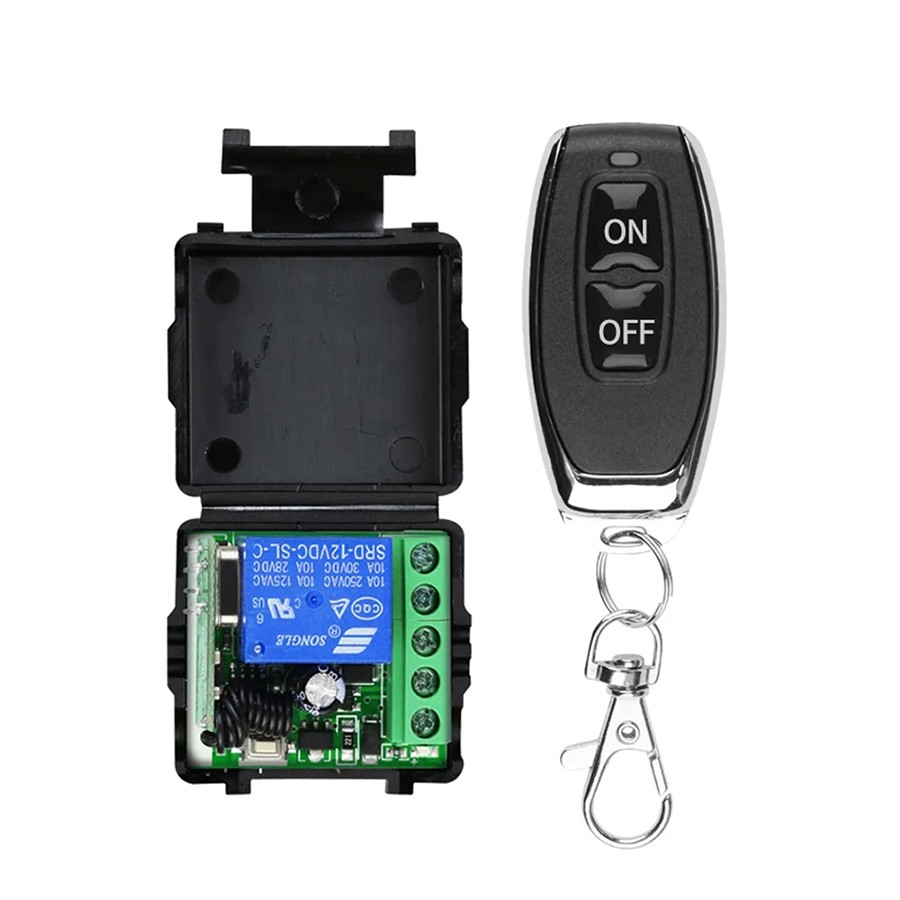 Interruptor de Control remoto Universal para puerta de garaje, Mini Módulo de bricolaje para iluminación LED, 433 Mhz RF DC 12V, receptor de relé de código de petición: BLANCO