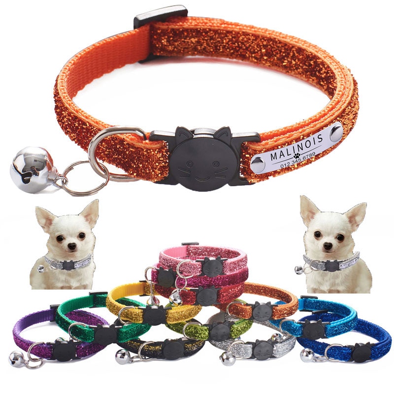 Collar brillante para gato, correa ajustable para el cuello, accesorios para mascotas, letras personalizadas perros mascotas collar perro arnes perro arnes perro pequeño mascotas perros accesorios collar para perro sum