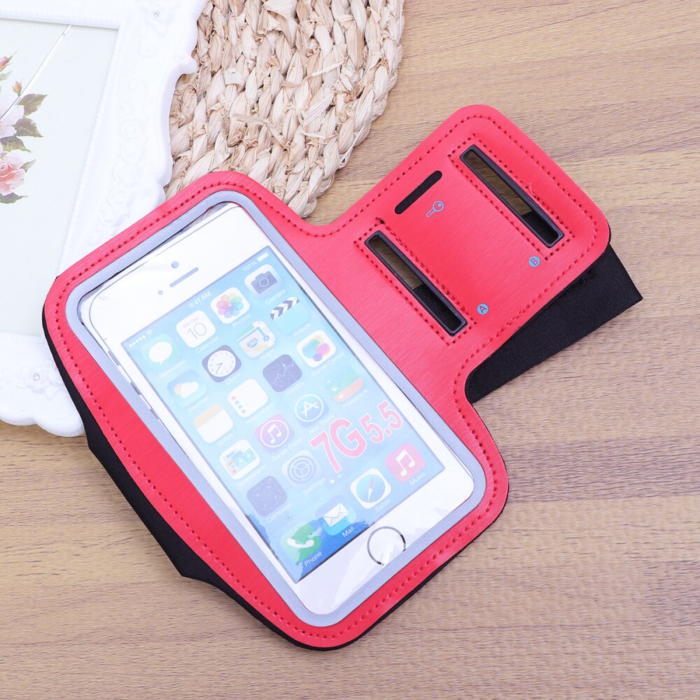 1 Pc Arm Band Case Universal Water Resistant 5.5 Inch Sports Armband for Running Hiking: Red