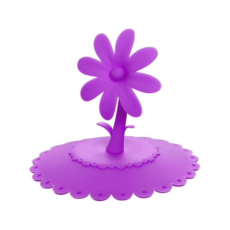 Me.fam 1 stuks schattige 3d kanten bloemen zonnebloem siliconen beker deksel 10.5 cm afdichting stofdichte hoes voor glazen keramische plastic mok: Paars 1 stuks