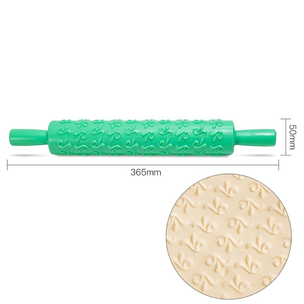 Pastic Non-stick Fondant Rolling Pin Embossing Cake Deeg Roller Decorating Cake Roller Ambachten DIY Bakken Keuken Gereedschap: 9
