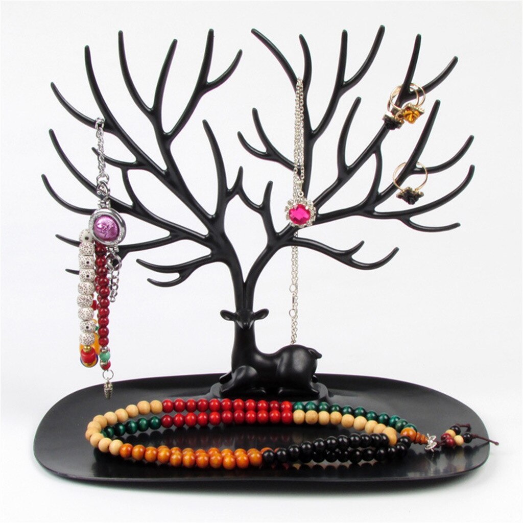 Porte-bijoux en forme de cerf | Collier de boucles d'oreille bague pendentif, Bracelet présentoir à bijoux, plateau de rangement d'arbre, coffret bijoux à compartiments