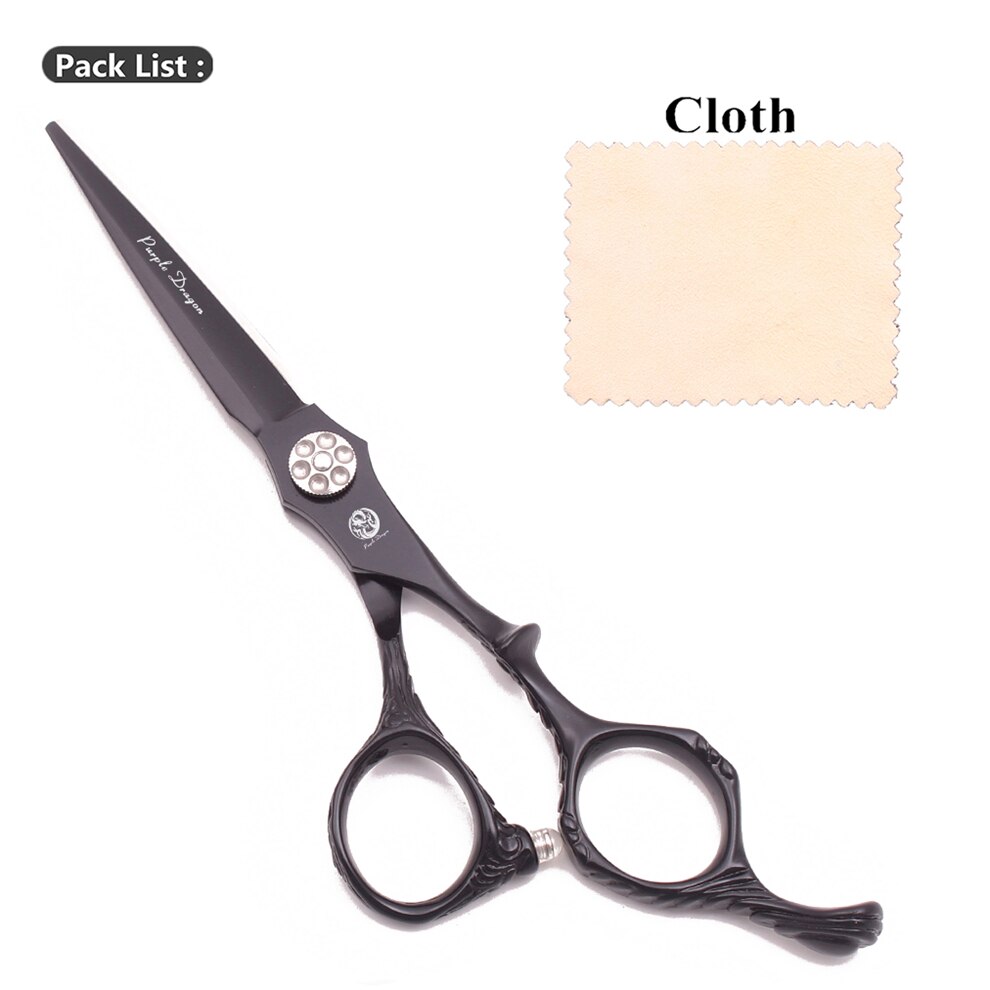 Purple Dragon 6.0" Japan 440C Barber Scissors Black Hair Cutting Scissors Thinning Shears Salon Haicut Salon Z9027: Cutting