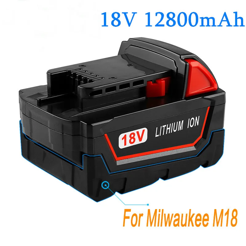 18V 12800mAh Li-ion Tool Battery for Milwaukee M18 48-11-1815 48-11-1850 2646-20 2642-21CT Repalcement M18 Battery