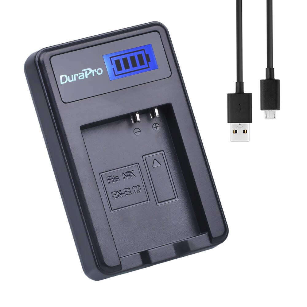 DuraPro-Batería de ion de litio recargable, EN-EL23 EN EL23, 1850mAh, 3,8 V, Cargador USB con LCD para cámara Nikon COOLPIX P600, S810c, P900, P610