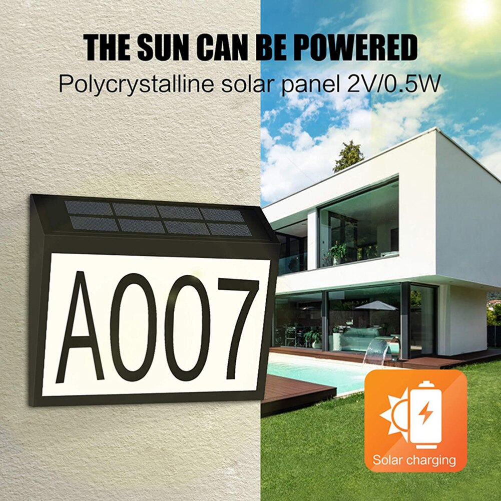 Solar Powered Waterproof House Number Light 10LED Address Sign Outdoor Lamp