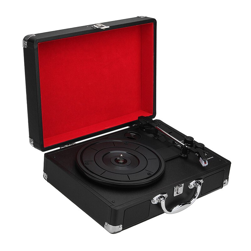 33/45/78 RPM bluetooth Portable Suitcase Turntable Vinyl LP Record Phone Player 3-Speed Aux-in Line-out 100-240V