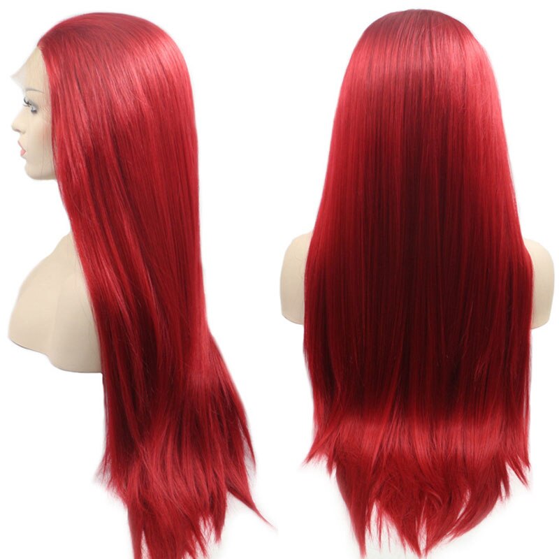 Bombshell Fire Red Silky Straight Synthetic Hair 13*3 Lace Front Wig Heat Resistant Fiber Hair Natural Hairline For Women Wigs
