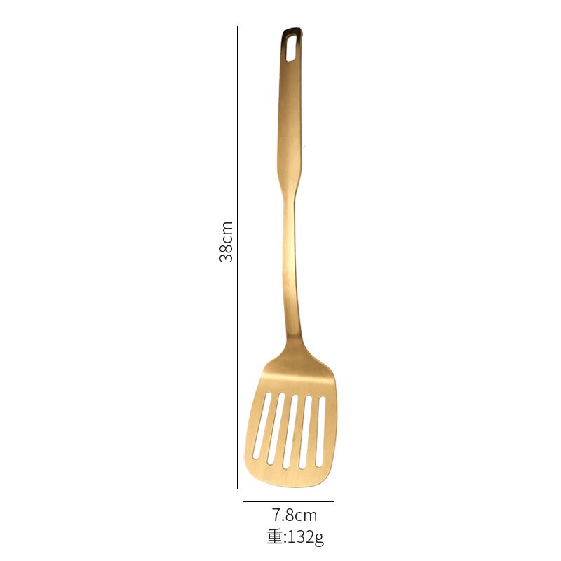 Stainless Steel Gold Kitchenware Cooking Tool Set Scoop Soup Ladle Skimmer Colander Kitchen Gadgets Nonstick Leaky Spatula 1PC: Shovel