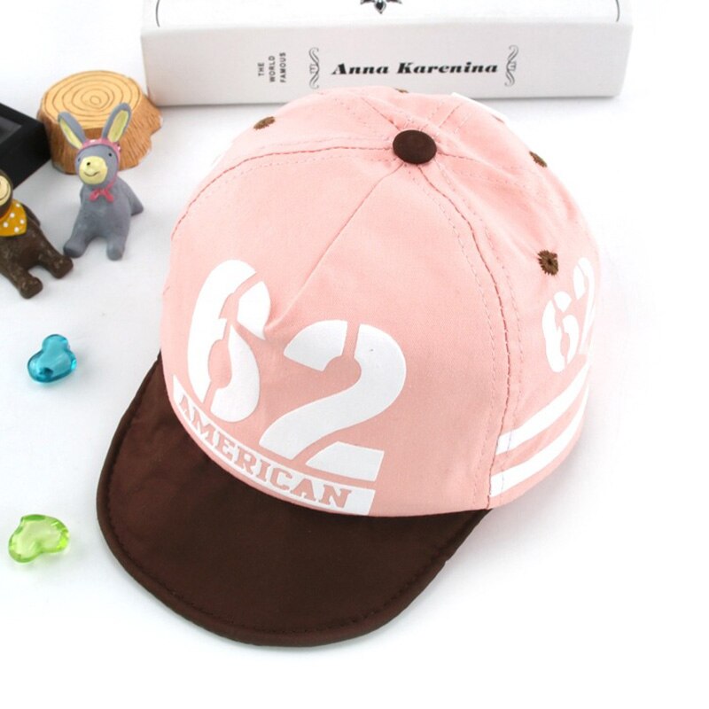 Zomer Baby Cap Print Nummer Kinderen Baseball Cap Baby Boy Meisje Verstelbare Snapback Zonnehoed Baby Muts: pink