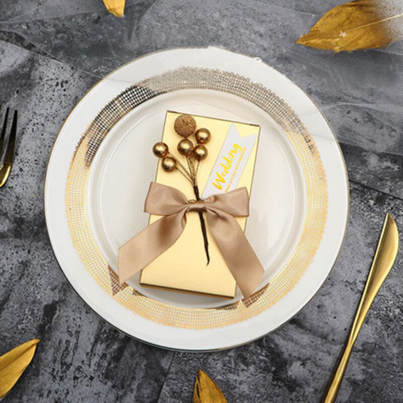 10 sztuk nowy twórczy złoty cukierki pudełka papier pakowy ślub urodziny boże narodzenie niemowlę prysznic Favor cukierki opakowanie na prezenty skrzynka: złoto