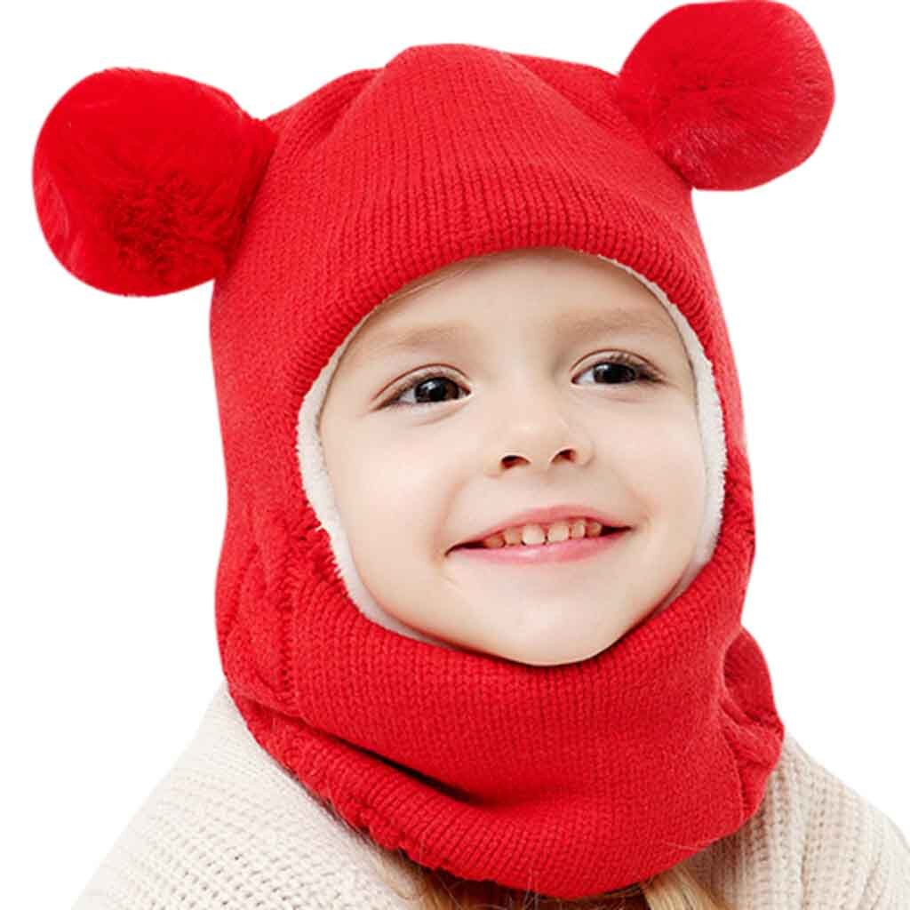 Gorros de invierno para niños y niñas gorros cálidos, conjunto de bufanda, gorro de bebé tejido, gorro de Navidad para niña y niño: Rojo