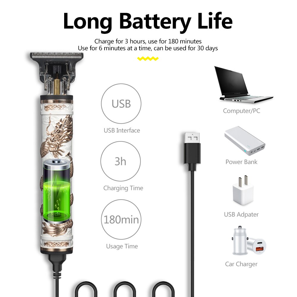 Elektrische Tondeuse Oplaadbare Scheerapparaat Baard Trimmer Professionele Mannen Haar Snijmachine Baard Kapper Usb Cordless