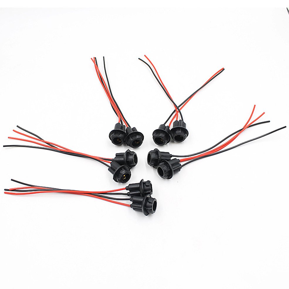 T10 hållare instrument glödlampa sockelkontakt ledadapter 10 st för motorcykel/bil/lastbil/båt