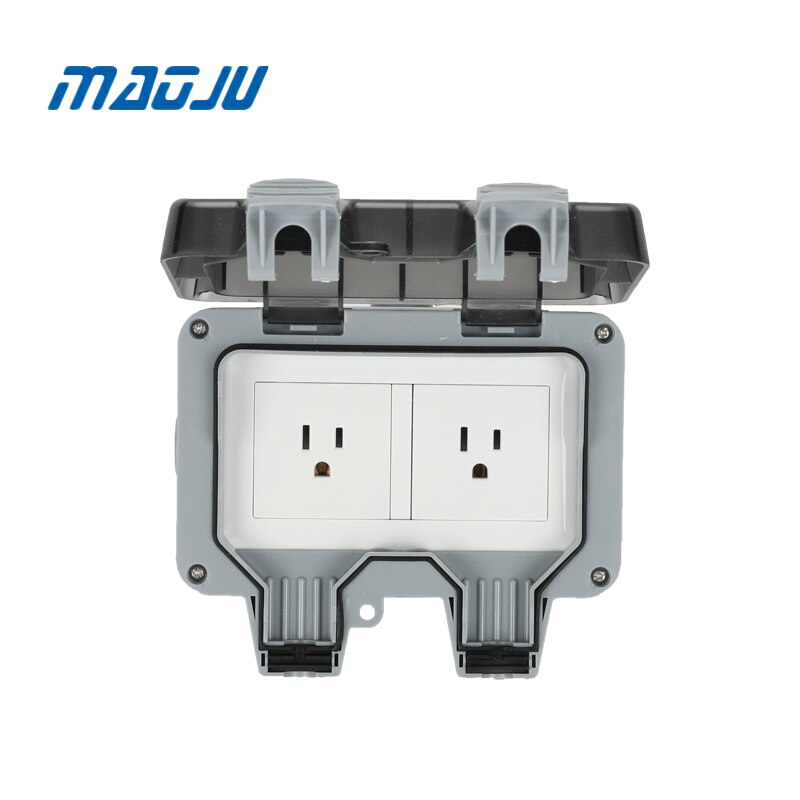 Enchufe impermeable de 2 entradas para exteriores, resistente a la intemperie, caja de interruptor, toma de pared de energía eléctrica, Reino Unido, Alemania, Europa