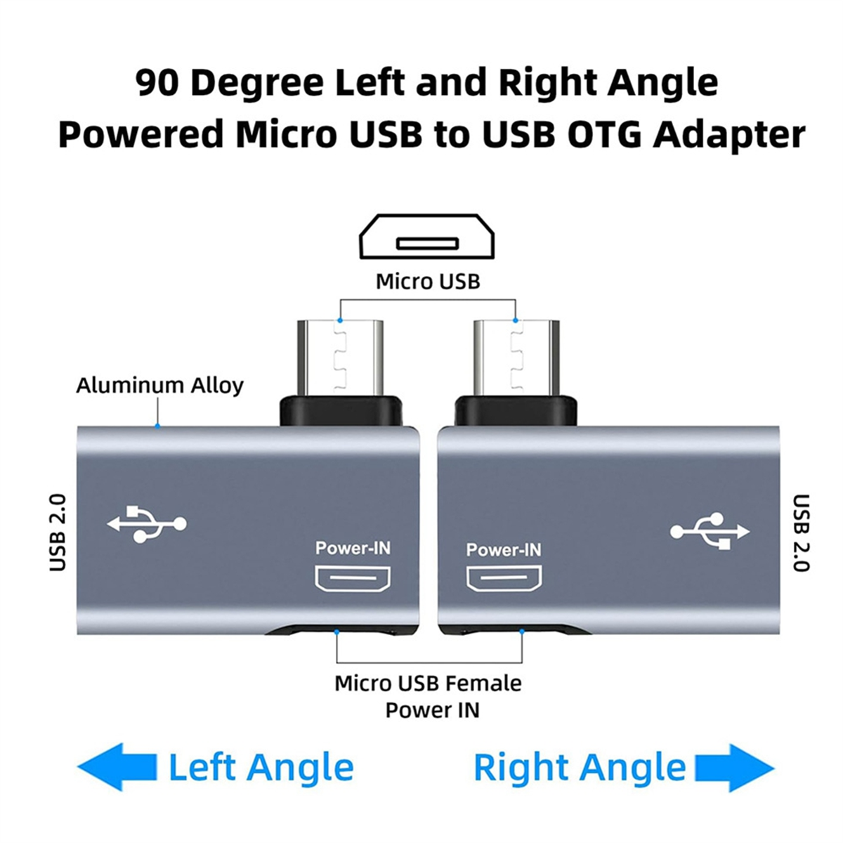 2Pcs OTG Adapter for Fire TV Stick 90 Degree Left/Right Angle Micro-USB to USB OTG Adapter for Android Phone Tablet