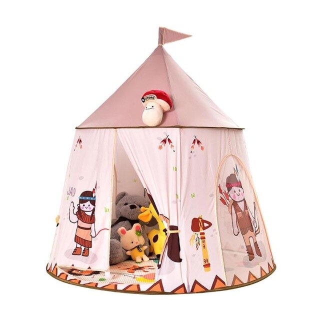 Kid Tent House Portable Princess Castle 123*116cm Hang Flag Children Teepee Tent Play Tent Baby Birthday Christmas: A