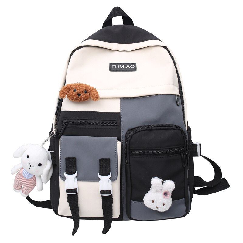 Trendy Colorful Women Travel Backpack Waterproof Nylon School Backpack for Teenage Girls Boys College Book Laptop Rucksack: Black / only bag