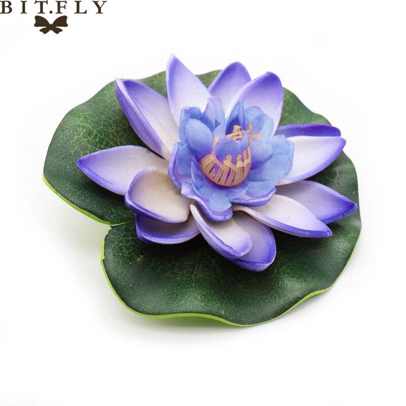 5PCS Artificial Lotus Water Lily Floating Flower Pond Tank Plant leaf Ornament 10cm Home Wedding Garden Pond Pool Decoration: blue