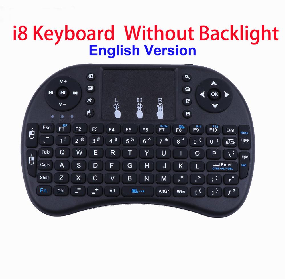 Mecool Luft maus Tastatur fernbedienung i8 hinterleuchtet Mini Englisch Touchpad Mini Drahtlose Tastaturen für Clever Android TV Kasten: I8 Englisch Nein hell