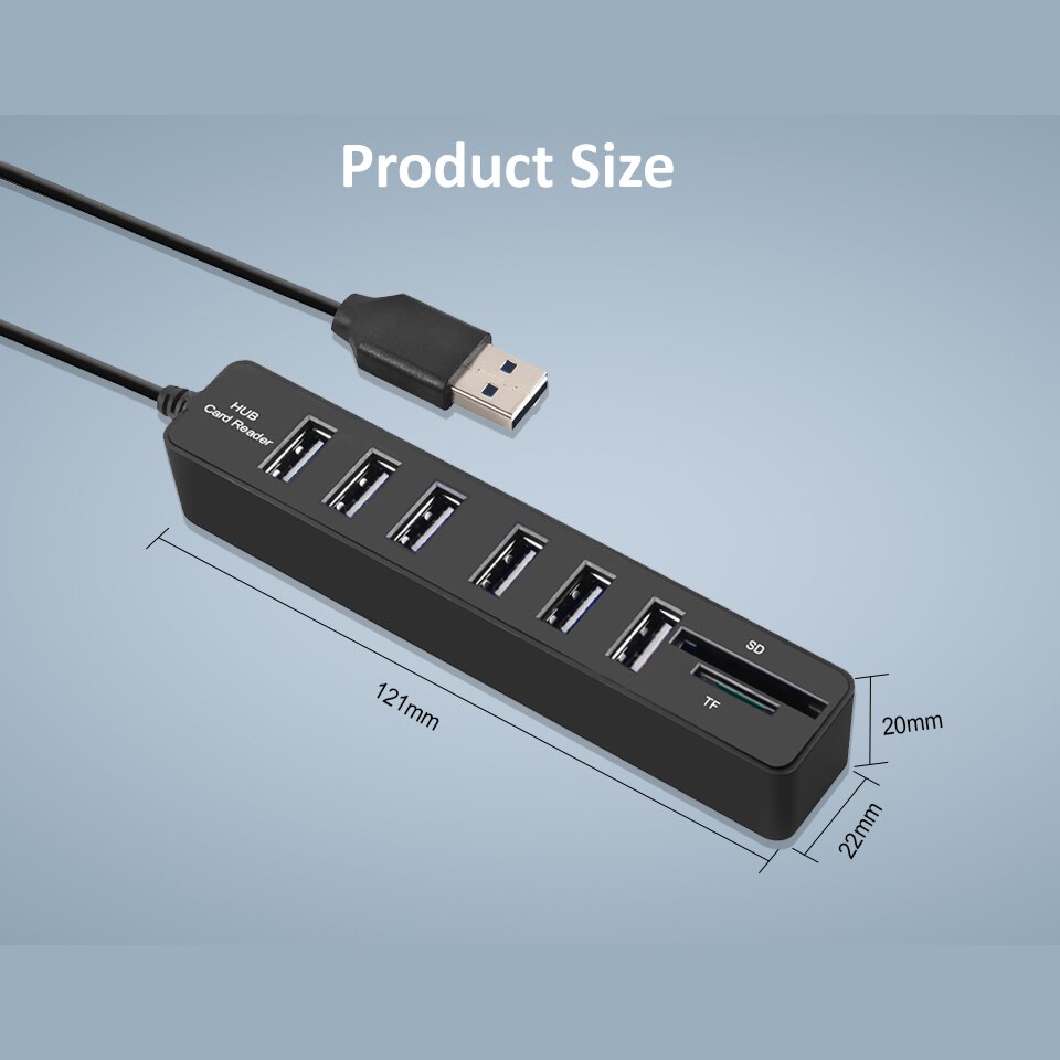 USB Hub 6 portów Expander Adapter USB 2.0 Hub rozdzielacz Multi USB 2.0 Hab 2 Hub 2.0 wiele USB2.0 USB czytnik kart Hub dla PC
