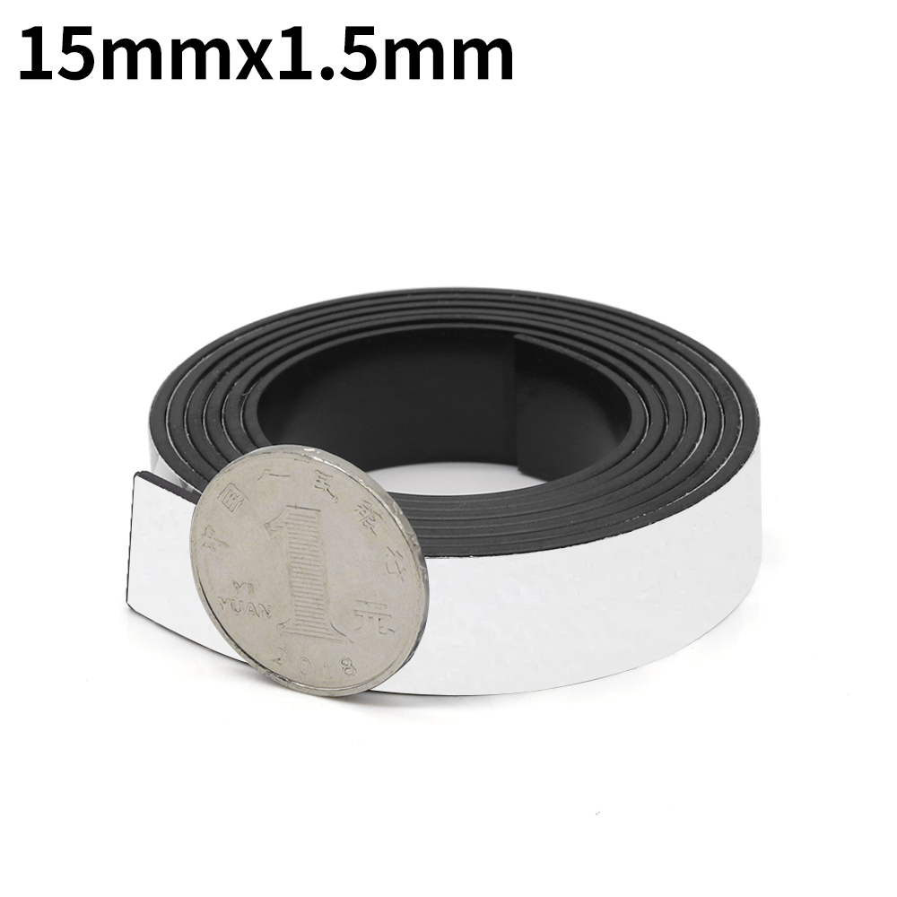1 meter zelfklevende magneetstrip rubberen magneetband sterke flexibele magneetstrip voor koelkast fotoposters gratis snijden: WIT
