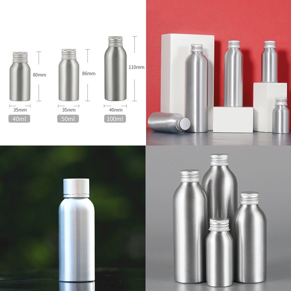 40-250ml nueva botella de aluminio con tapa de aluminio cosméticos Sub-Bottle Containers Travel Empty Containers
