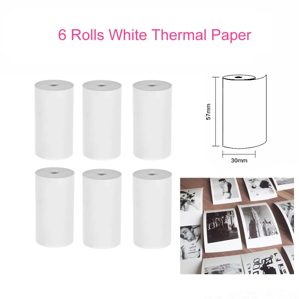 Peripage Mini Pocket Photo Printer Draagbare Mobiele Telefoon Foto Printer Voor Mobiele Telefoon Android Ios Windows: 6 Pcs White Paper