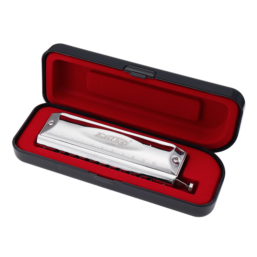 Easttop 10 otworów 40 tonów zaawansowana harmonijka chromatyczna T10-40 z pudełkiem i ściereczka robić wycierania na prezent