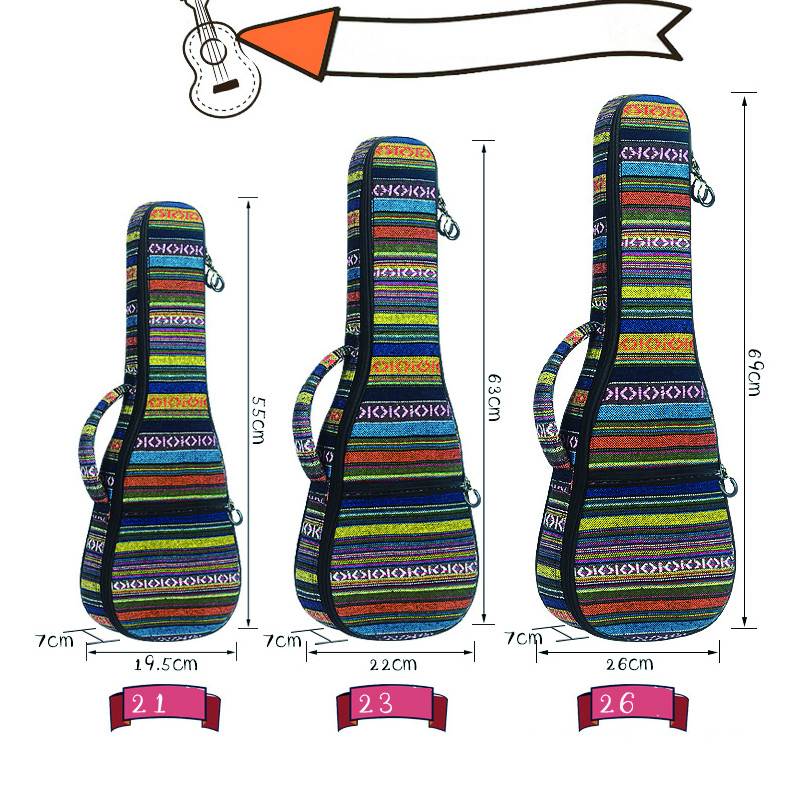 21/23/26 Inch Ukulele Rugzak Plus Katoen Schouder Gitaar Tas Ukulele Dikke Etnische Stijl Piano Sets