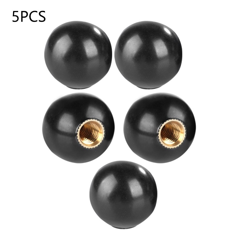5Pcs Zwarte Ronde Koperen Kern Bal Pookknop Bakeliet Bal Versnellingspook Pookknop Machine Tool Vervanging Koper Insert BM6 * 20