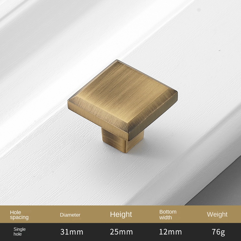 American pure copper solid furniture closet door brass single hole handle Chinese vintage cabinet drawer copper handle