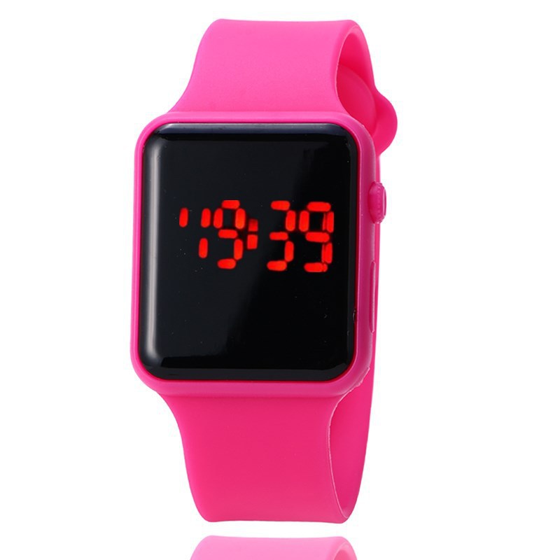 Novo confortável relógio de moda crianças silicone relógio led criança pulseira esporte simples adolescente/menina relógio de pulso: Rosa