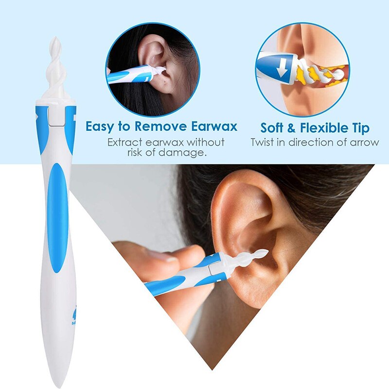 1 sæt roterende øre rengøring spiral ørerenser blød vatpind enhed værktøj til fjernelse af ørevoks spiral øre rengøring pinde ørepleje