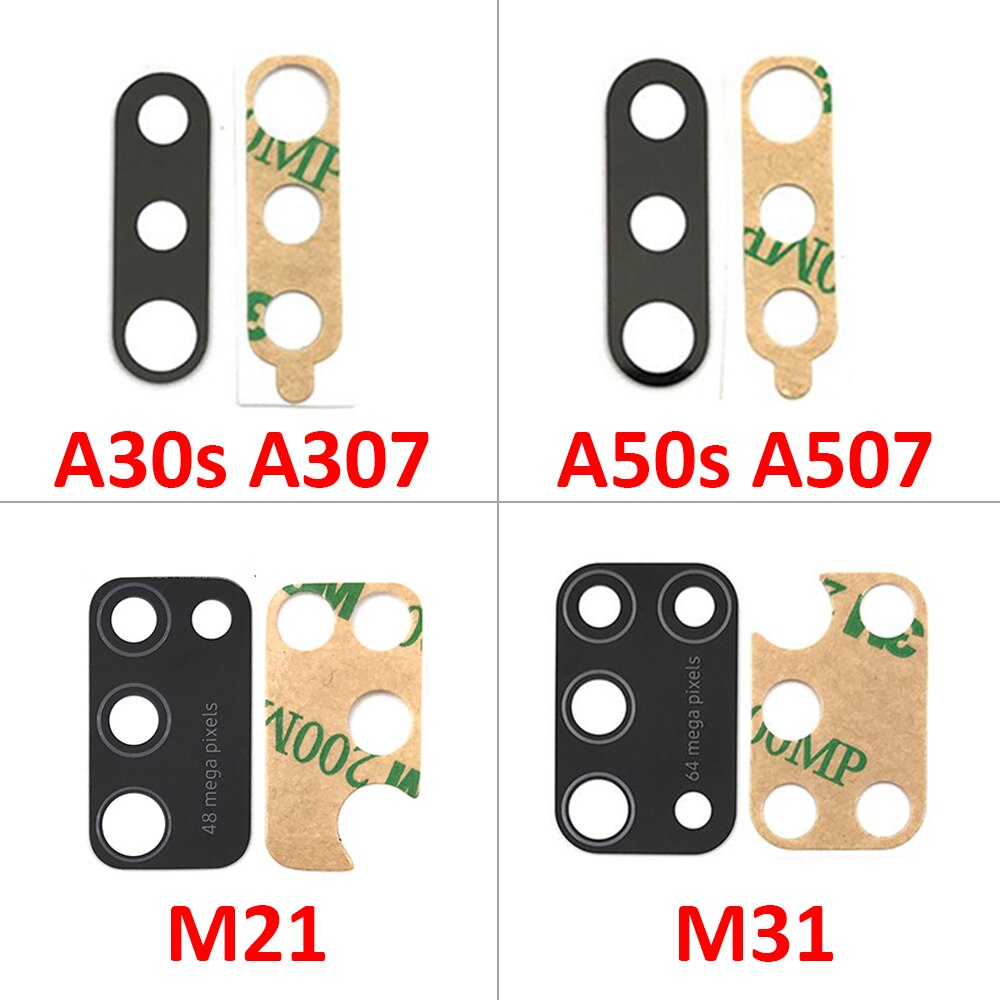 10 sztuk powrót szkło obiektywu aparatu z Ahesive dla Samsung A51 A21S A30S A50S A70S A31 A41 A71 M21 M31 S20 Plus Ultra fe uwaga 10Lite