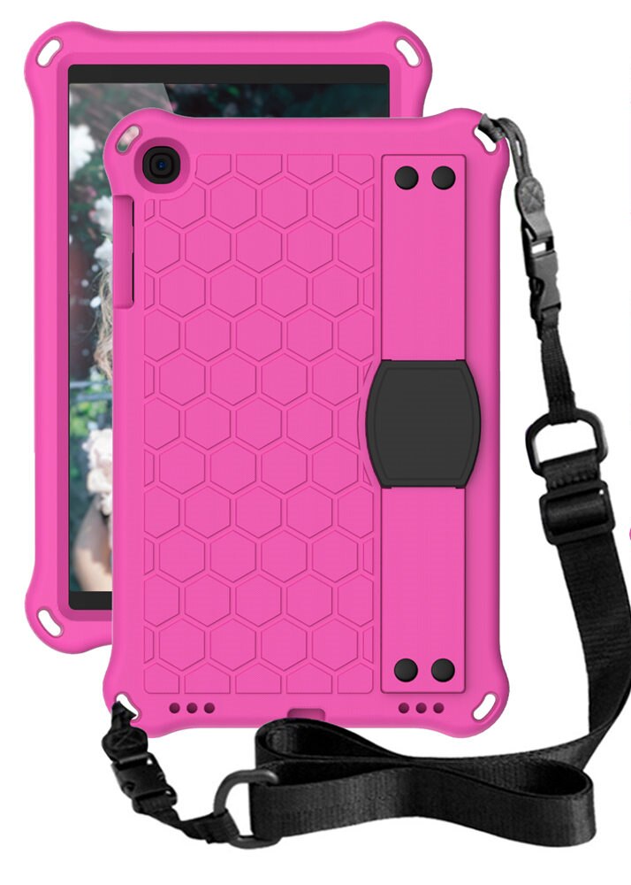 EVA Tablet PC Cover Case For Samsung Galaxy Tab A 10.1inch T510 T515 Full Body Protective Shell Hand Grip Shoulder Strap: Pink Black