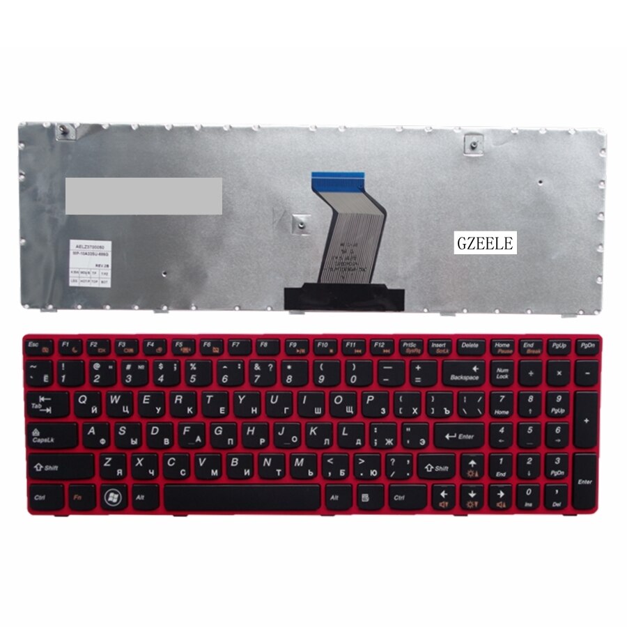 Gzeele Voor Lenovo G580 Z580A G585 Z585 G590 Met Frame Ru Layout Vervanging Rood Zwart Kleur Russische Laptop Toetsenbord